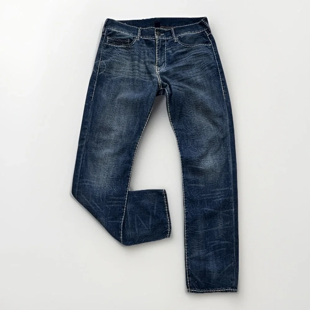 TRUE RELIGION Mens Slim Fit Jeans W34 - 36X34 Stretch Geno Thick Stitch